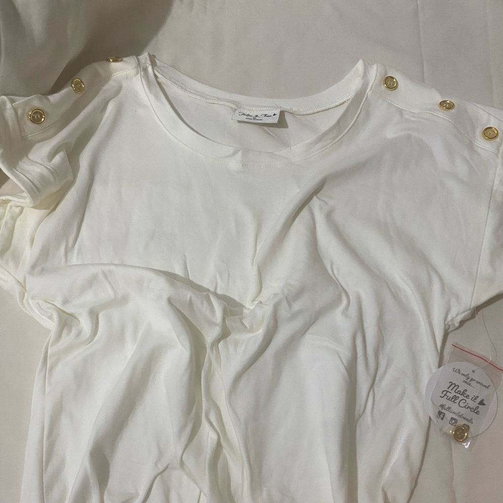 Elegant Light Cream/ Tan Blouse with Gold Accents - BRAND NEW - NEVER WORN - NWT